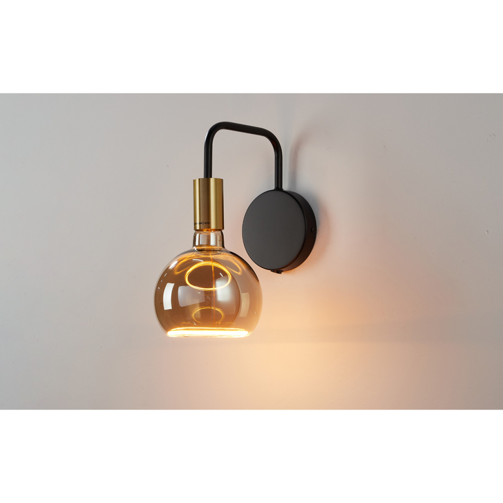 Angel Black And Gold Single Wall Light Complete With Smoked Angel LED Globe