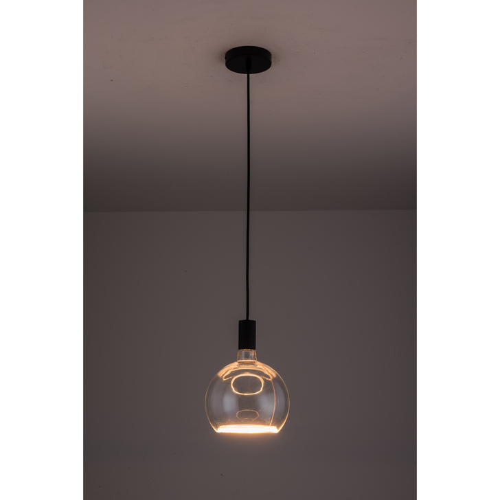 Angel Black Single Pendant Light Complete With Clear Angel LED Globe