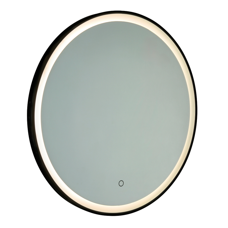 Aniani CCT Round Black Bathroom Mirror Light With Touch Button, Demister & Hanging Strap