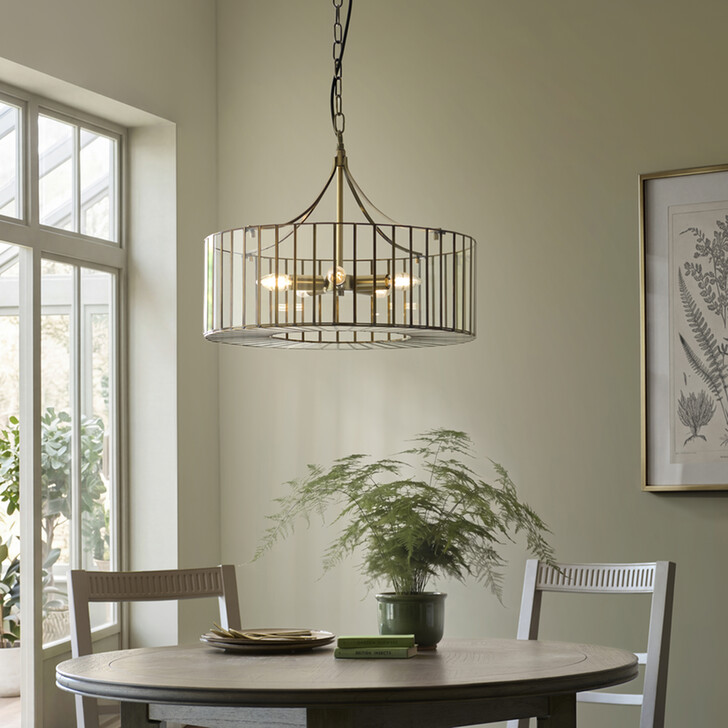 Antalya Antique Brass And Clear Glass 5 Light Pendant Light