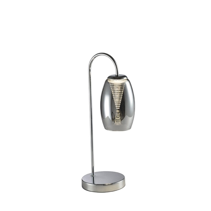 Aria Polished Chrome Led Table Lamp With Smoked Glass - 4000K