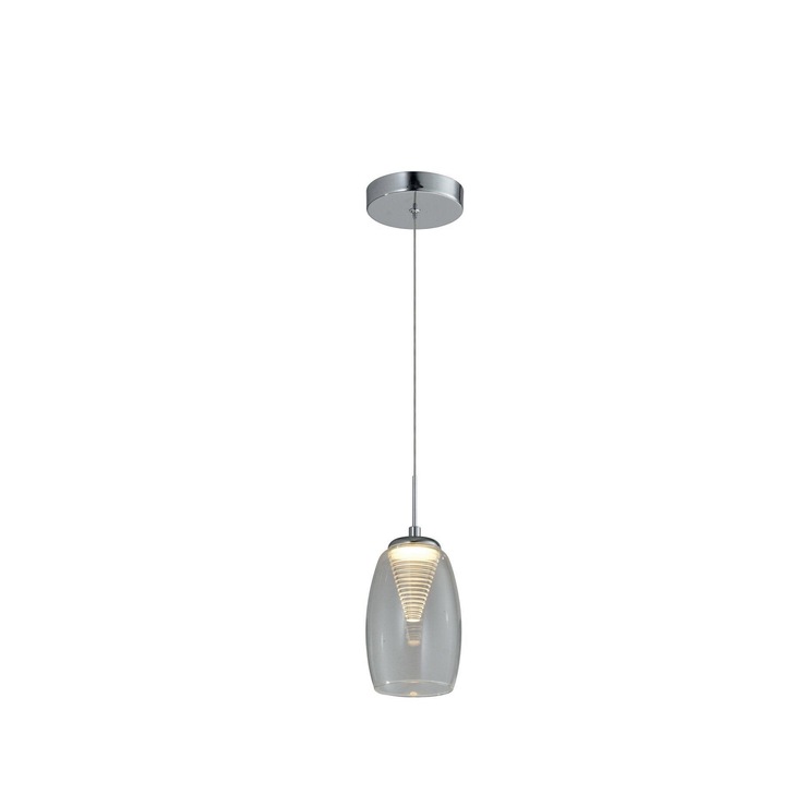 Aria Polished Chrome Single Pendant With Clear Glass - 4000K