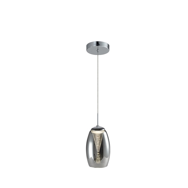 Aria Polished Chrome Single Pendant With Smoked Glass - 4000K