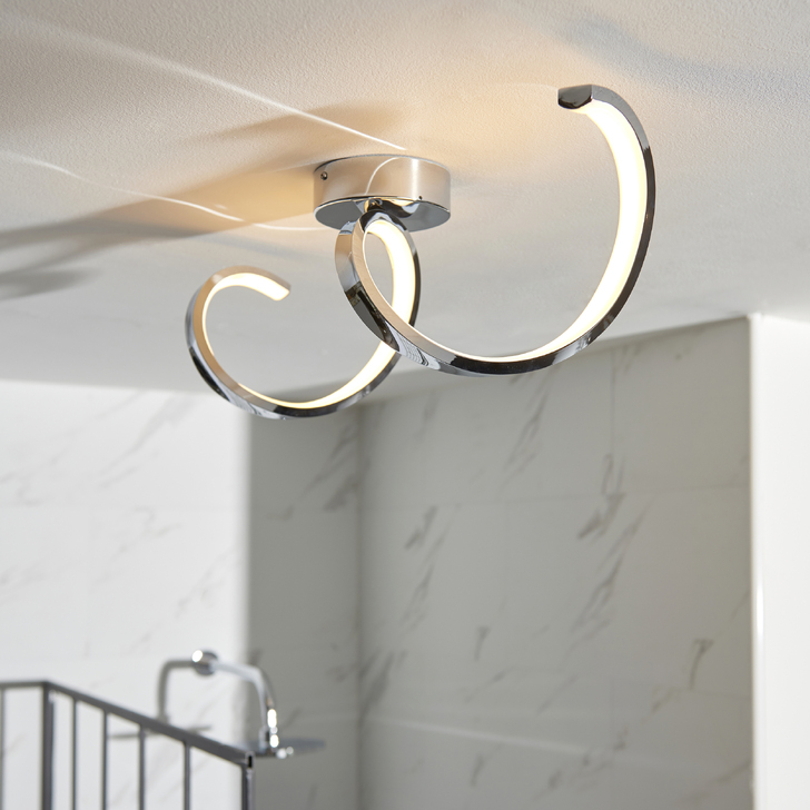 AST-FL Polished Chrome Led Spiral Ceiling Light - IP44, 3000K