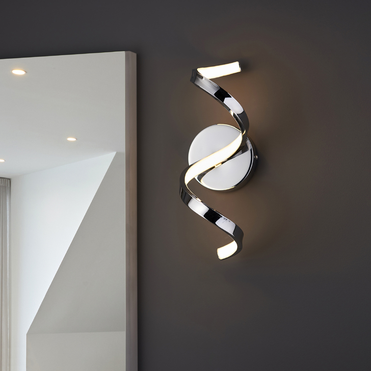 AST-WL Polished Chrome Led Spiral Wall Light - IP44, 3000K