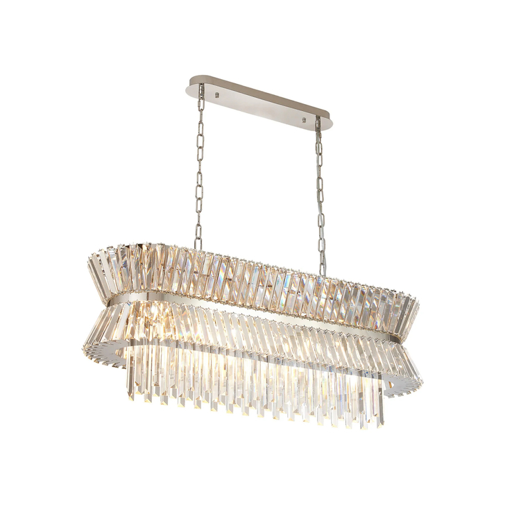 Avie 1m Oval Polished Nickel/Clear 13 Light Crystal Island Light