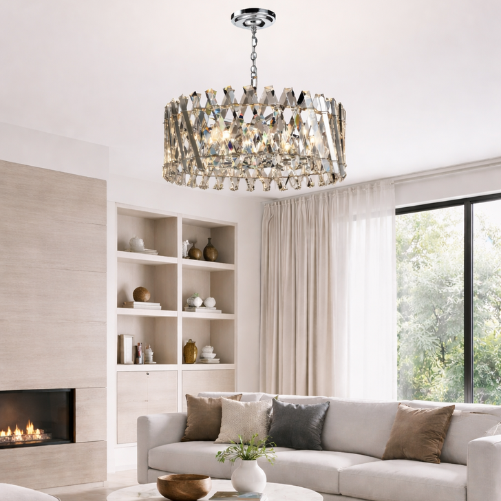 Axelle 8 Light Pendant/Semi-Flush Ceiling Light Polished Chrome & Clear Crystal