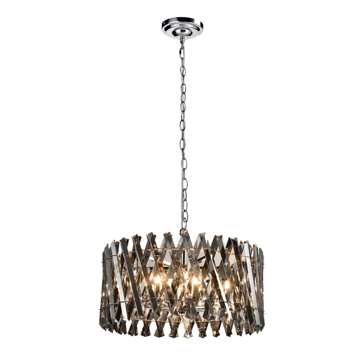 Axelle 8 Light Pendant/Semi-Flush Ceiling Light Polished Chrome & Smoked Crystal