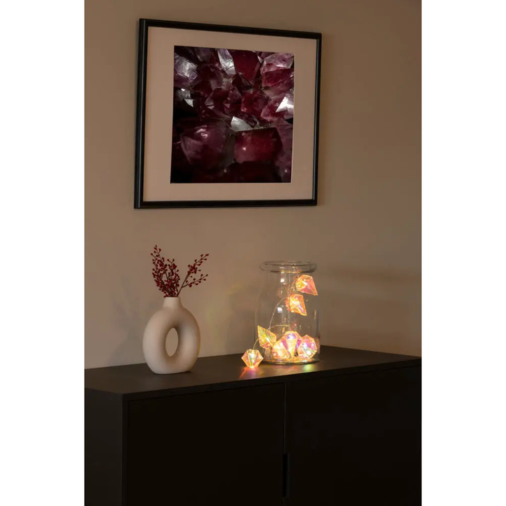 B/O 3D-Diamonds, 10 Warm White Led, 6H timer/ON, Indoor