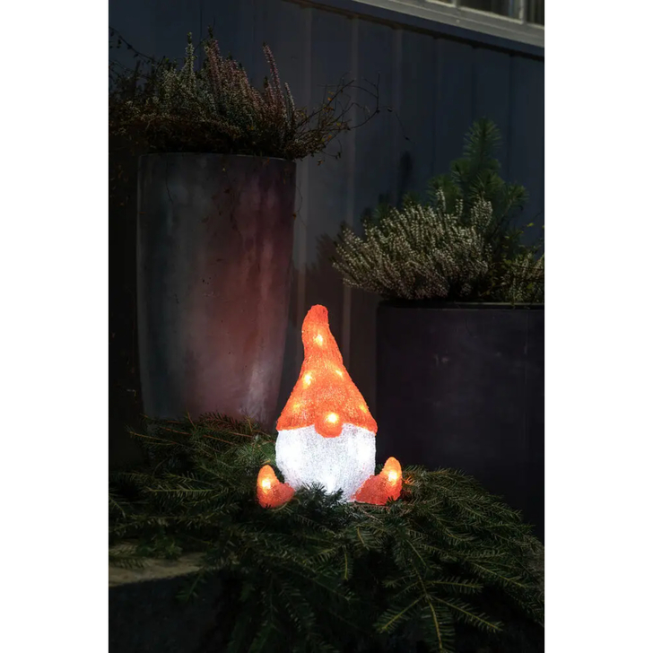B/O Acrylic Santa 26cm, 16 Warm White Led. 3xAAA IP21