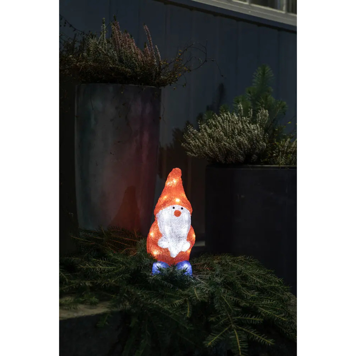 B/O Acrylic Santa 26cm, 24 Warm White Led. 3xAAA IP21