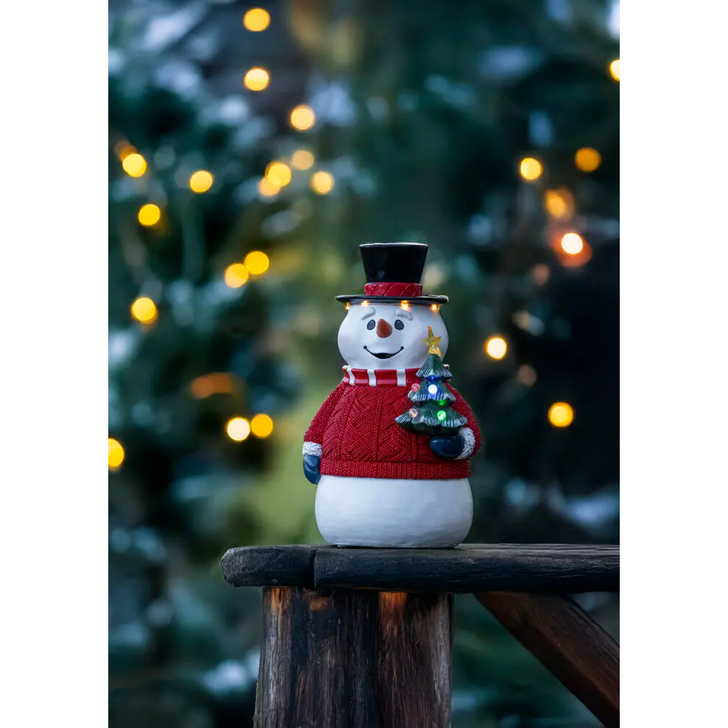 B/O  Snowman, Multi colour Led, 35cm, 6H/timer, Outdoor use