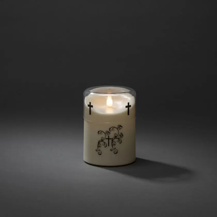 B/O White Memorial light, w.white 3DLed, 10,6x14,8cm, 8H tim