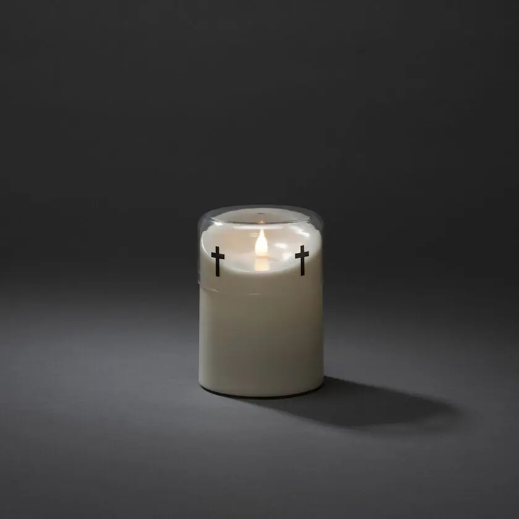 B/O White Memorial light, w.white 3DLed, 10,6x14,8cm, 8H tim