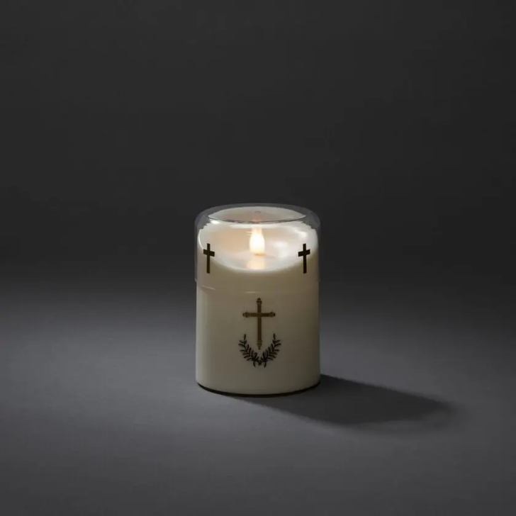 B/O White Memorial light, w.white 3DLed, 10,6x14,8cm, 8H tim