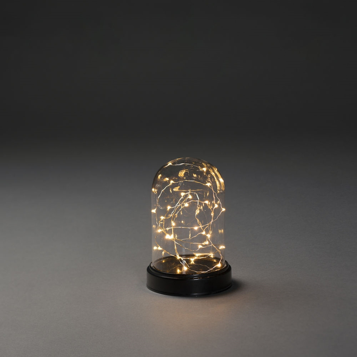 Battery Operated Small Glass Table Decoration With Micro Amber LEDs