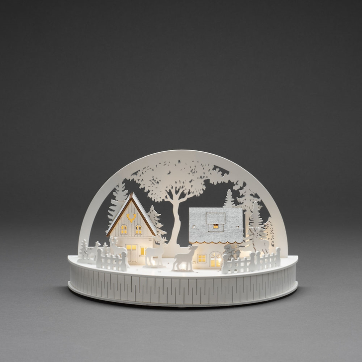 Battery Powered White Wooden Christmas Silhouette Decoration