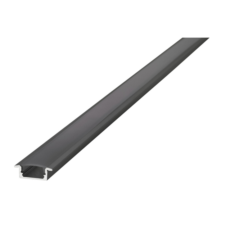 Black Aluminium LED Strip Profile Recessed 1M With Frosted Diffuser 23.2 X 7.9MM For IP65 Max 12MM Width Strip