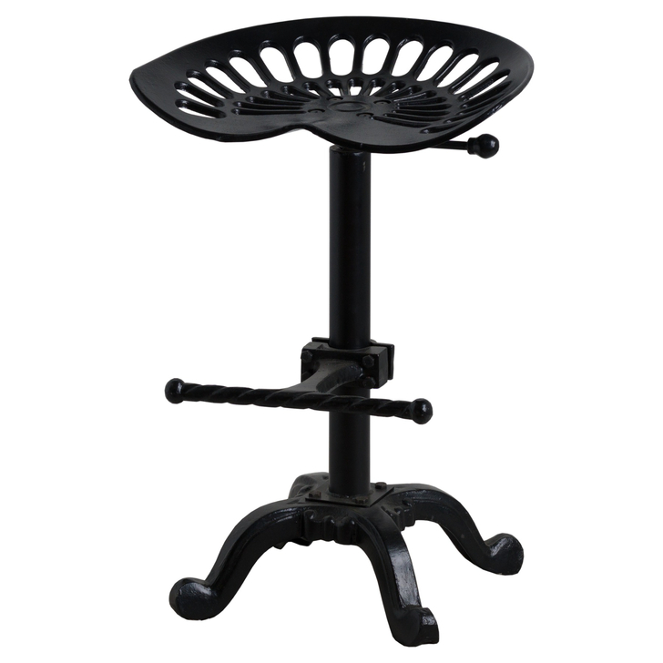 Black Industrial Tractor Seat Style Adjustable Barstool