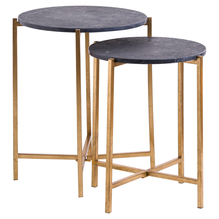 Black Marble Side Tables With Gold Legs 2 Pack