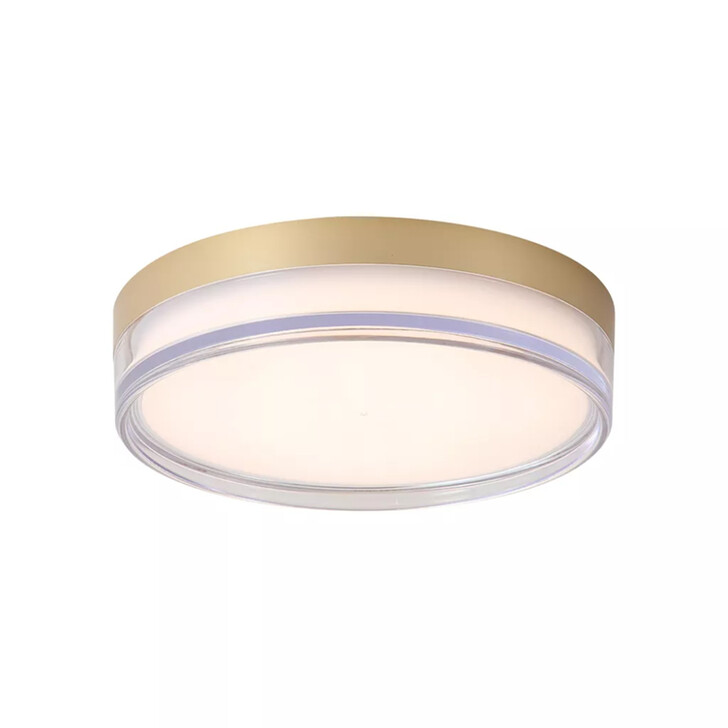 Button Round 300mm Gold Marble Effect Square Flush Ceiling Light - IP44 - 3000K