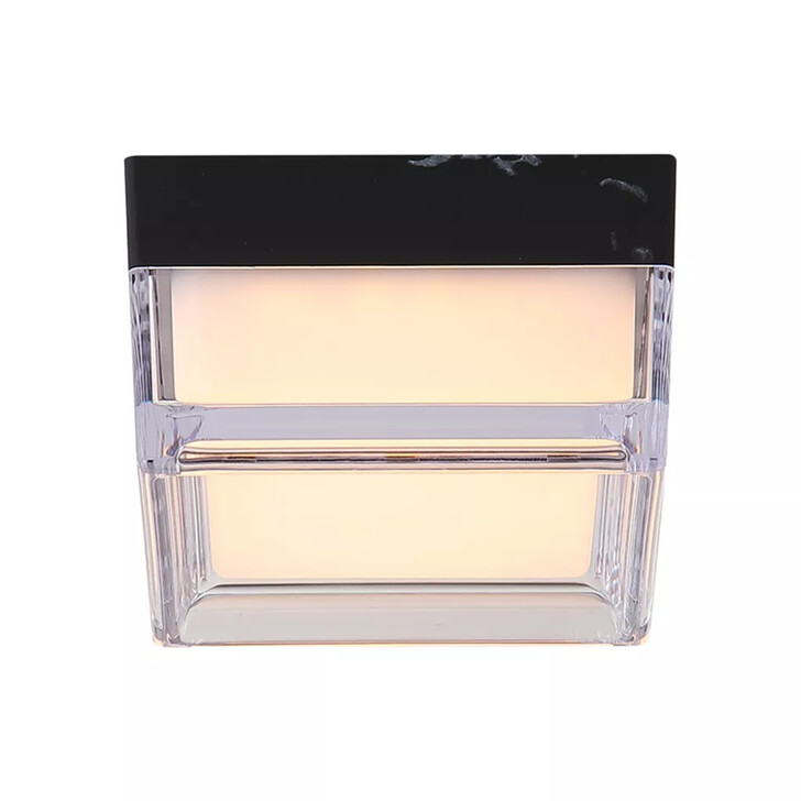 Button Square Black Marble Effect Square Flush Ceiling Light - IP44 - 3000K