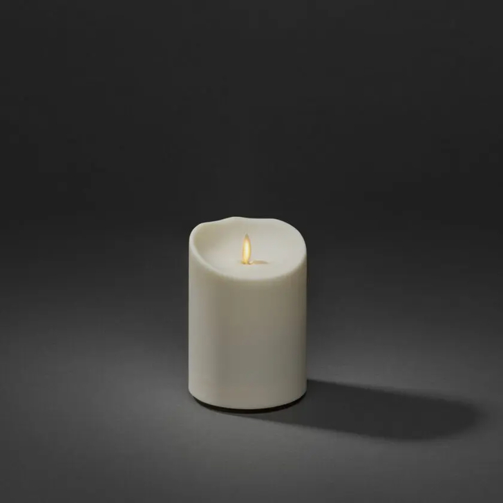 Candle Ivory Warm White Led 9.5 x 14cm 5H Timer 2xD