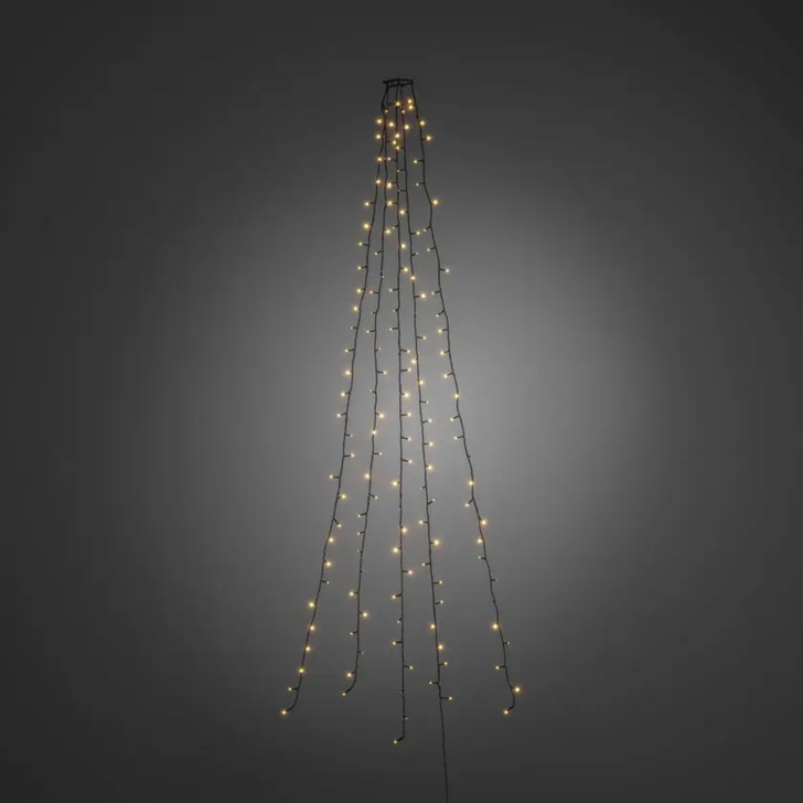 Christmas Tree Light Set 200 Amber Led 240cm Green Wire
