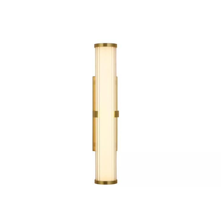 Clamp Small Gold Finish Bathroom Wall Light Complete With Clear Ribbed Outer And Inner Opal Glass - IP44 - 3000K
