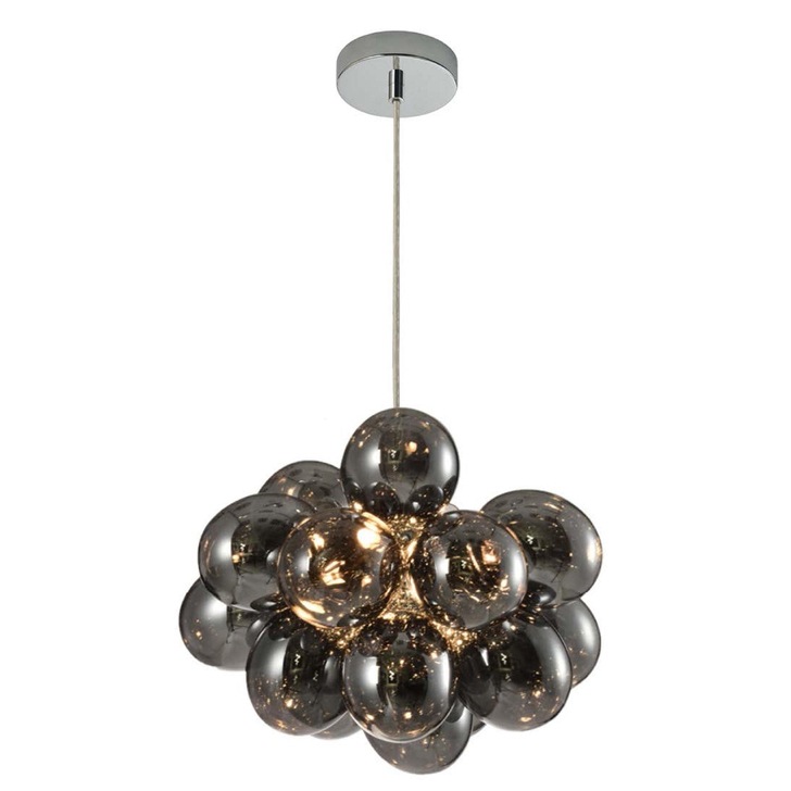 Clara Polished Chrome 3 Light Pendant Complete With Smoked Glasses