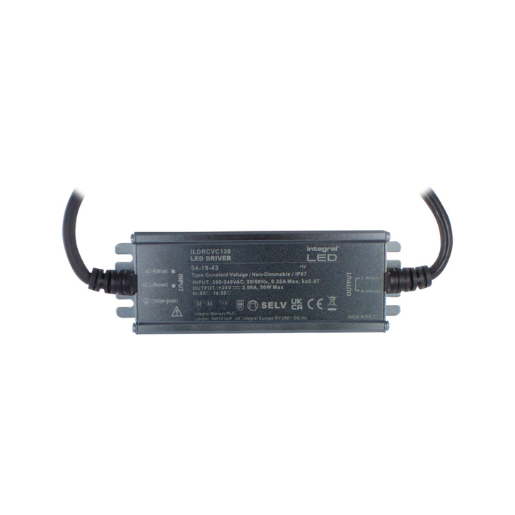 Constant Voltage LED Driver 50W 24VDC IP67 Non-Dim 200-240V Input