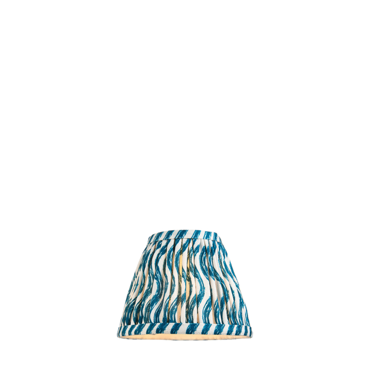 Coral Marlin Blue Patterned Ripple Tapered Fabric 16cm Shade - Golf/Candle Clip