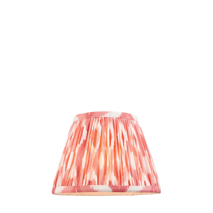 Coral Pink Ikat Patterned Fabric 20cm Shade - E14/E27/B22 With Fixed Metal Gimbal