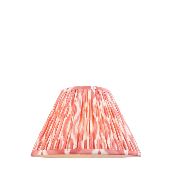 Coral Pink Ikat Patterned Fabric 30cm Shade - E14/E27/B22 With Fixed Metal Gimbal