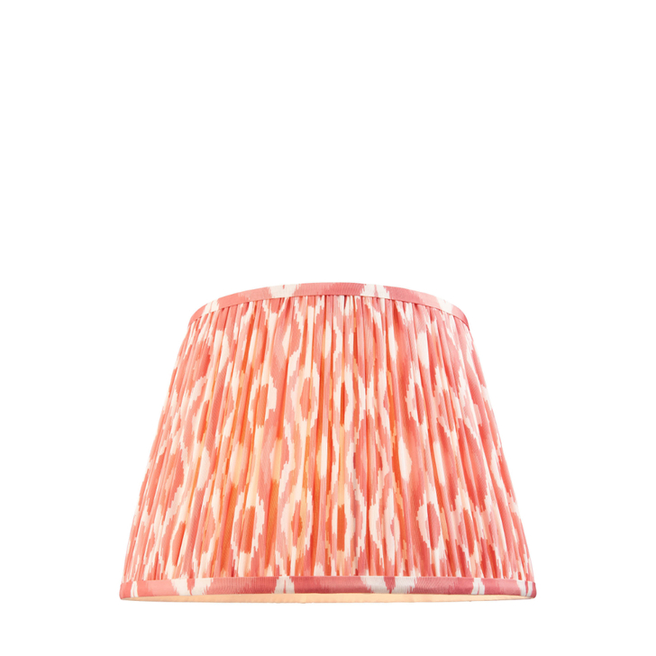 Coral Pink Ikat Patterned Fabric 35cm Shade - E14/E27/B22 With Fixed Metal Gimbal