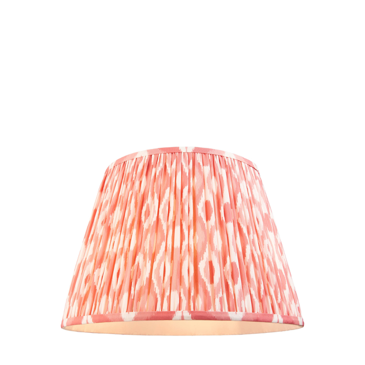 Coral Pink Ikat Patterned Fabric 40cm Shade - E14/E27/B22 With Fixed Metal Gimbal