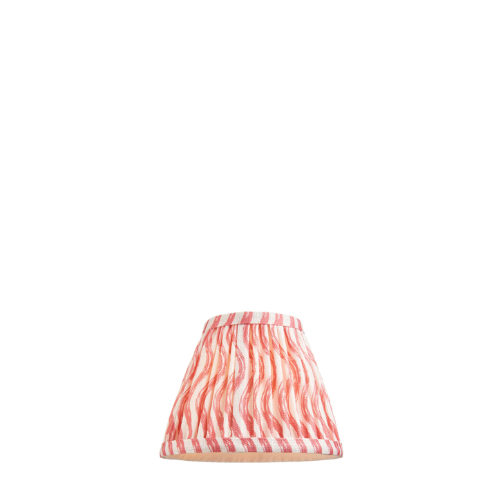 Coral Pink Ripple Patterned Tapered Fabric 16cm Shade - Golf/Candle Clip