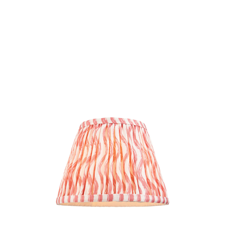 Coral Pink Ripple Patterned Tapered Fabric 20cm Shade - E14/E27/B22 With Fixed Metal Gimbal