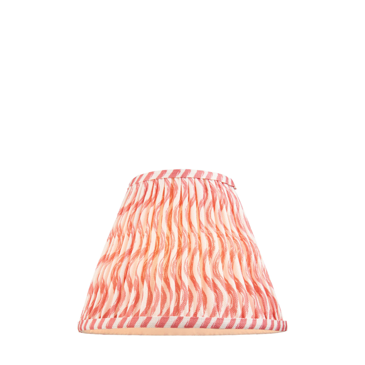 Coral Pink Ripple Patterned Tapered Fabric 25cm Shade - E14/E27/B22 With Fixed Metal Gimbal