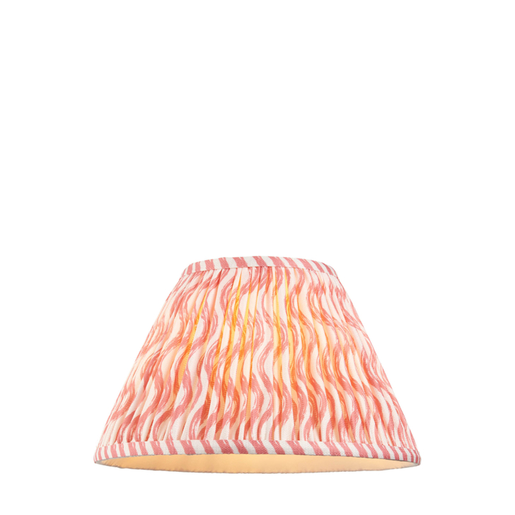 Coral Pink Ripple Patterned Tapered Fabric 30cm Shade - E14/E27/B22 With Fixed Metal Gimbal