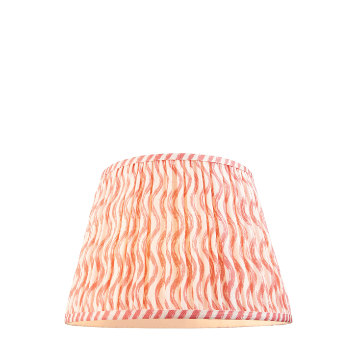 Coral Pink Ripple Patterned Tapered Fabric 35cm Shade - E14/E27/B22 With Fixed Metal Gimbal