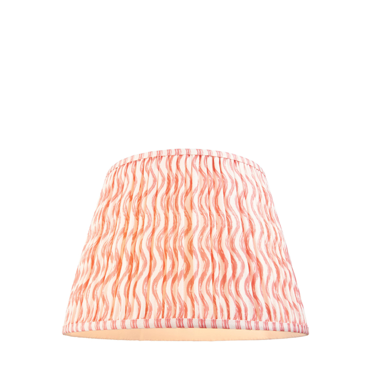 Coral Pink Ripple Patterned Tapered Fabric 40cm Shade - E14/E27/B22 With Fixed Metal Gimbal