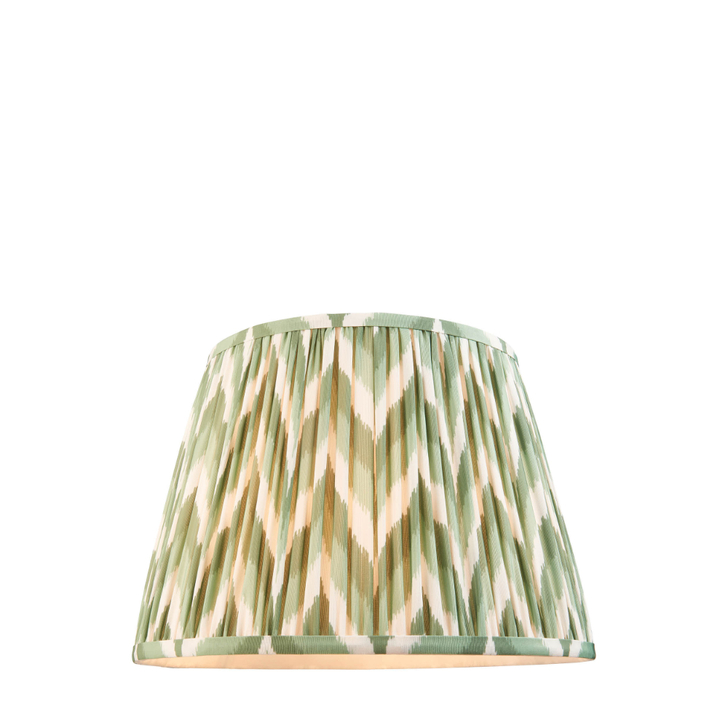 Cotswold Green Zigzag Patterned 35cm Lampshade - E14/E27/B22 With Fixed Metal Gimbal