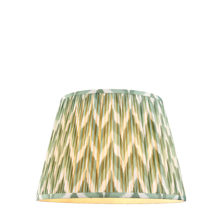 Cotswold Green Zigzag Patterned 40cm Lampshade - E14/E27/B22 With Fixed Metal Gimbal