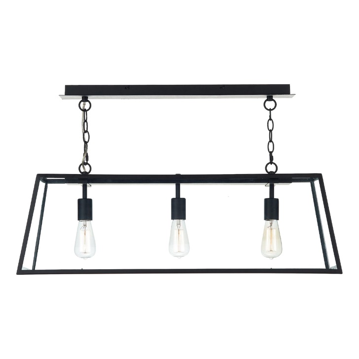 Dar Academy ACA0322 Matt Black Finish 3 Light Bar Pendant