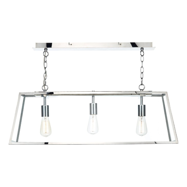 Dar Academy ACA0344 Polished Stainless Steel Finish 3 Light Bar Pendant