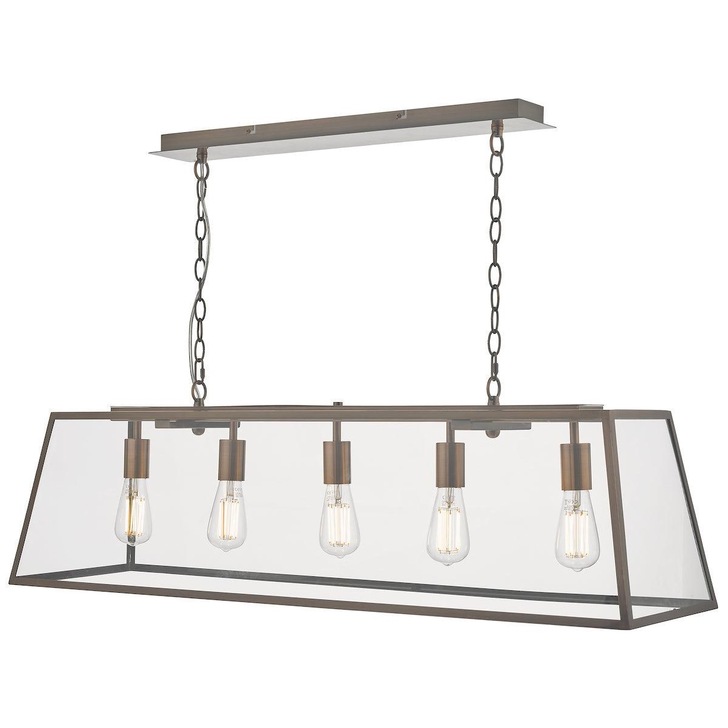 Dar Academy ACA0564 5 Light Bar Pendant In Antique Copper Finish