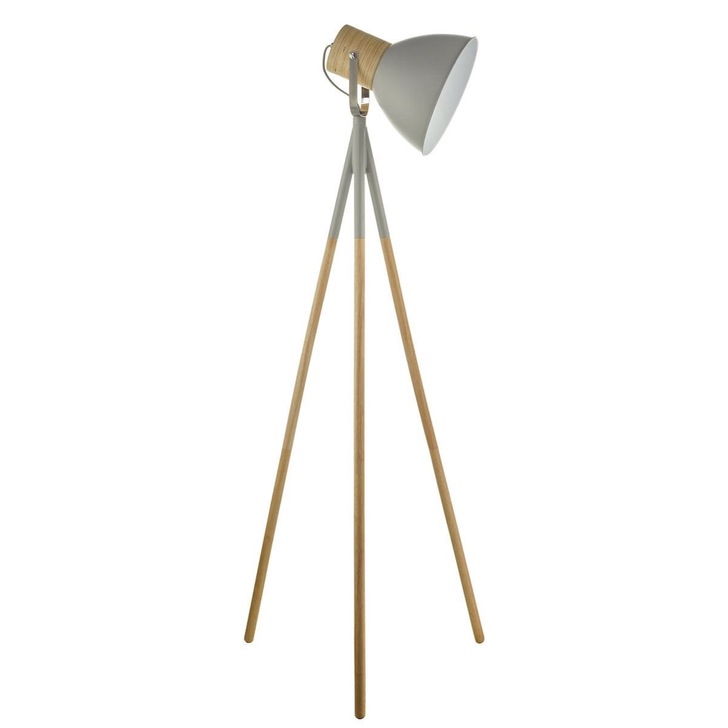 Dar Adna ADN4939 Floor Lamp In Grey & Natural Wood Finish