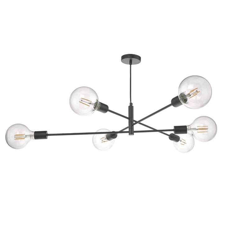 Dar Alana ALA0622 6 Light Pendant In Matt Black Finish