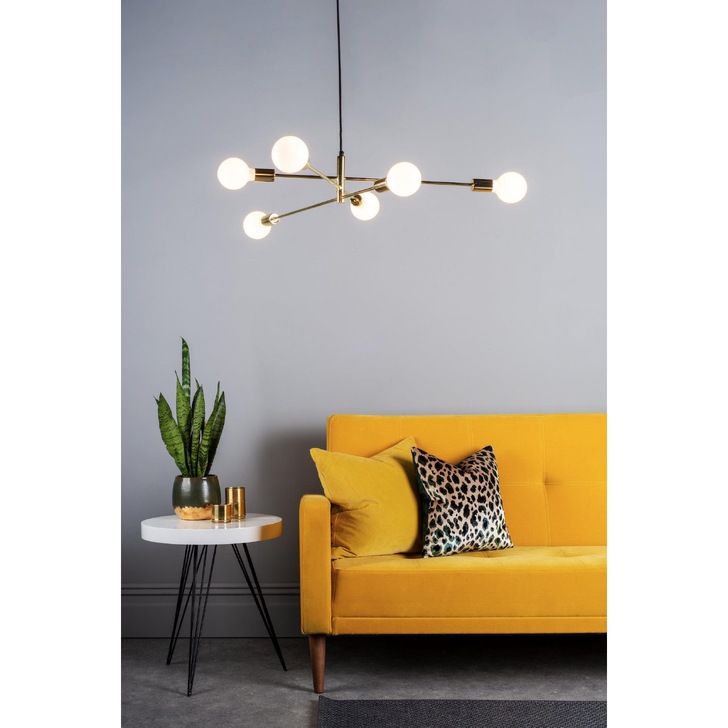 Dar Alana ALA0635 6 Light Pendant In Polished Gold Finish